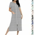 thumbnail image 1 of Simua Robes for Women Zipper Front Bathrobe Short Sleeve House Coat Long Nightgown With Pockets Soft Loungewear, 1 of 7