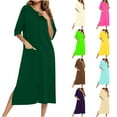 thumbnail image 1 of Simua Robes for Women Zipper Front Bathrobe Short Sleeve House Coat Long Nightgown With Pockets Soft Loungewear, 1 of 7