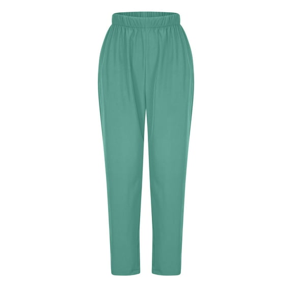 Simua Scrub Pants for Women Workwear Originals Pull-On Elastic Waist Women's Solid Straight Leg Nursing Suit Light Blue,XL