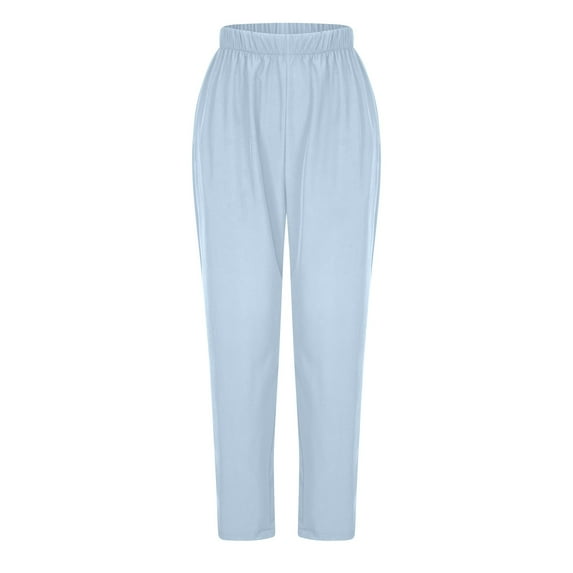 Simua Scrub Pants for Women Workwear Originals Pull-On Elastic Waist Women's Solid Straight Leg Nursing Suit Sky Blue,XXL