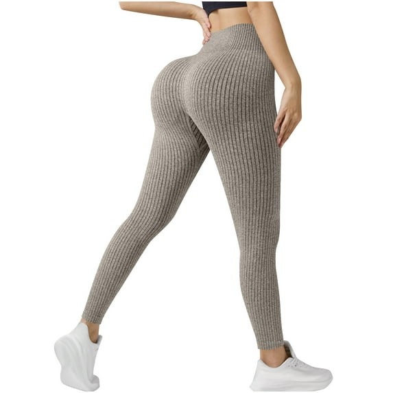 Simua Seamless Leggings for Women High Waist Yoga Pants Scrunch Butt Lifting Ribbed Solid Color Elastic Tights