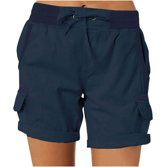 Simua Shorts for Women Cargo Shorts Knee Length with Pockets Elastic High Waist Shorts