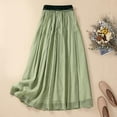 Simua Skirts for Women Cotton Linen Boho Elastic Waisted Drawstring
