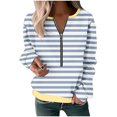 thumbnail image 1 of Simua Striped Sweatshirt for Women 2025 Fall Outfits Fashion Long Sleeve Shirts Quarter Zip Pullover Tops, 1 of 3