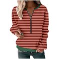 thumbnail image 1 of Simua Striped Sweatshirt for Women 2025 Fall Outfits Fashion Long Sleeve Shirts Quarter Zip Pullover Tops, 1 of 3