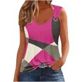 thumbnail image 1 of Simua Summer Tank Top for Women, Ladies Colorr Block Printed Suspender Metal Spaghetti Straps Sleeveless Round Neck Top, Size S-2XL, 1 of 5
