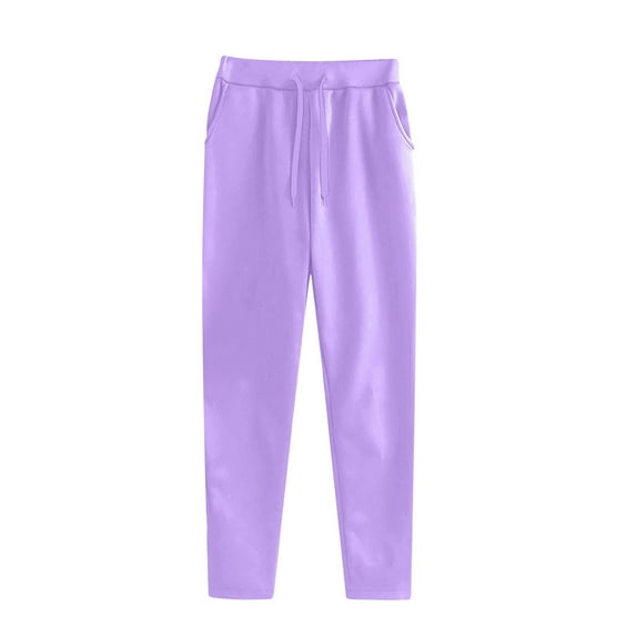 Simua Sweatpants for Women Casual Solid Color Fleece Running Fitness Sports Pants with Three Pockets