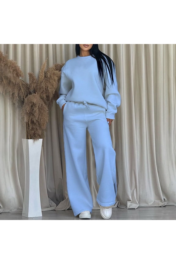 Sweatsuits for Women Set 2 Piece Wide Leg Pants Suit Long Sleeve Pullover Sweatshirts Sweatpants Tracksuit Casual Outfits