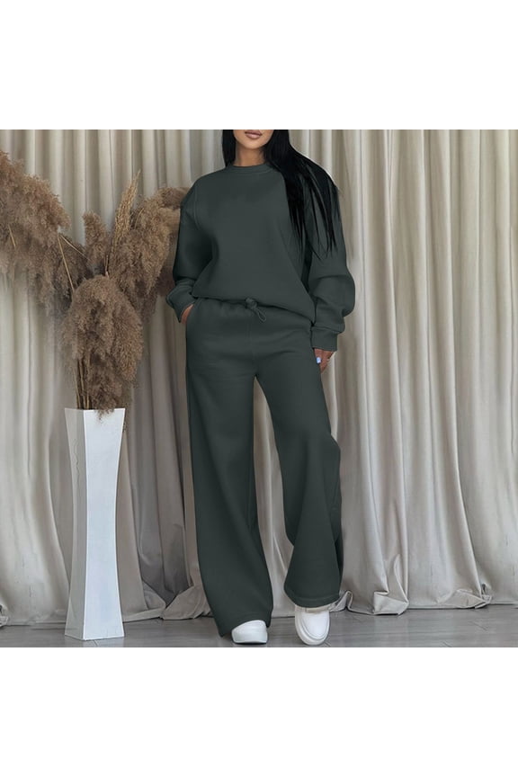 Sweatsuits for Women Set 2 Piece Wide Leg Pants Suit Long Sleeve Pullover Sweatshirts Sweatpants Tracksuit Casual Outfits