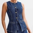 thumbnail image 1 of Simua Vintage Women's Denim Vest Slim Fit Casual Classic Sleeveless Button Denim Jacket, 1 of 5