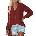 thumbnail image 1 of Simua Women Cardigan Sweater Fall Outfits Cloth Fashion V Neck Knit Button Front Casual Trendy Tops, 1 of 1