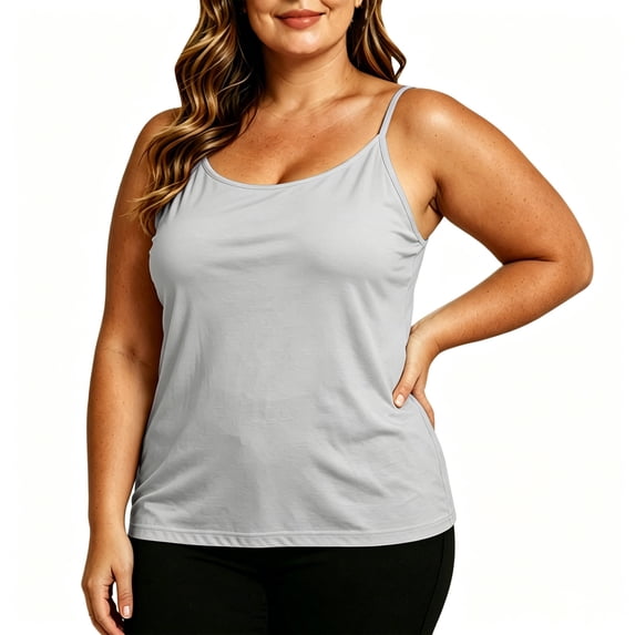 Simua Women Square Neck Camisole Spaghetti Strap Plus Size Tank Tops Solid Color Sleeveless Tops
