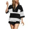 thumbnail image 1 of Simua Women Striped Workout Set Two Piece Outfit Tracksuit Oversized Lounge Set Top and Shorts Sets with Pockets, 1 of 9