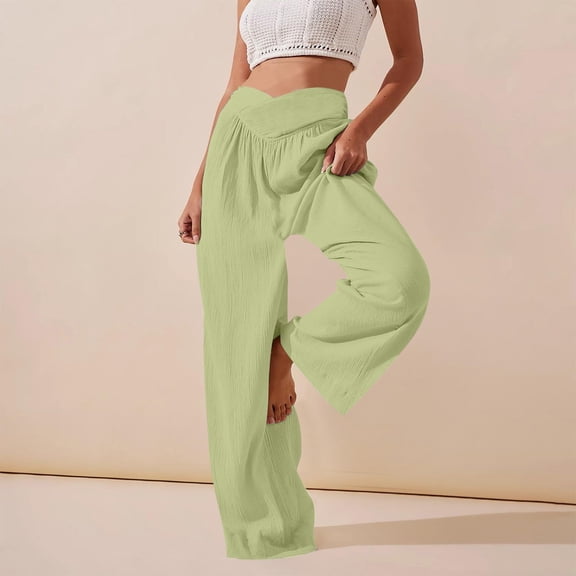 Wensltd Women Sweat Pants Casual Solid Color Wide Leg Lounge Pants