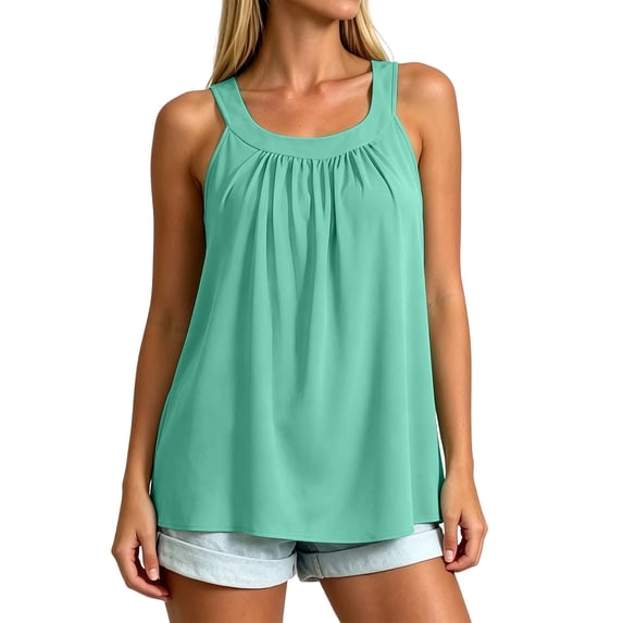 Simua Women Tank Top Sleeveless Top Built In Padding Comfy Regular Fit Casual Wear For Spring Summer