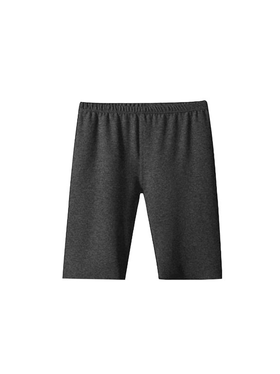 Women Thermal Shorts Elastic Waist Solid Color Knee Length Warm Base Layer