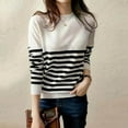 thumbnail image 1 of Simua Women's 2024 Fall Loose White Black Striped Knit Pullover Sweaters Crewneck Long Sleeve Top Cozy Outfits, 1 of 7