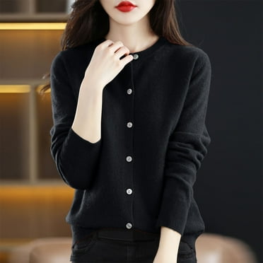Simua Women's 2024 Fashion Open Front Button Thin Knit Cardigans Long Sleeve Sweaters Outerwear Coats