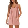 Simua Women's Athletic Dress Jumpsuits Summer Mini Dress Built in Shorts with Pockets Romper Trendy Outfit
