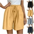 thumbnail image 1 of Simua Women's Bermuda Drawstring Shorts Summer Casual Solid Color Outfit Elastic Waist Shorts for Women, 1 of 10