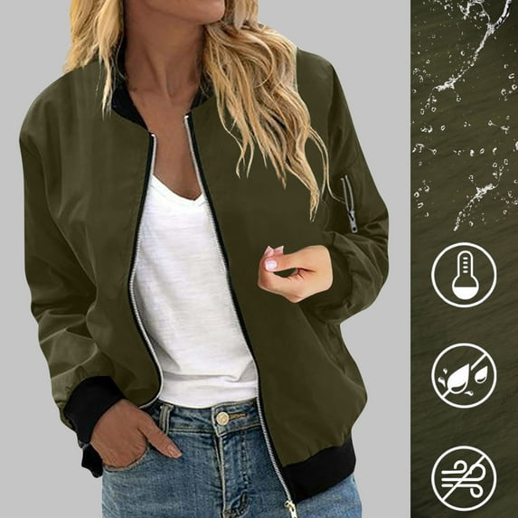 Simua Women's Bomber Jackets Lightweight Casual Jacket Full Zip Windbreaker Fall Jacket