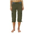 thumbnail image 1 of Simua Women's Capri Cargo Pants Casual Solid Color Drawstring High Waist Cropped Pants with Pockets, 1 of 4