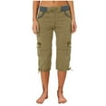 thumbnail image 1 of Simua Women's Capri Cargo Pants Casual Solid Color Drawstring High Waist Cropped Pants with Pockets, 1 of 4