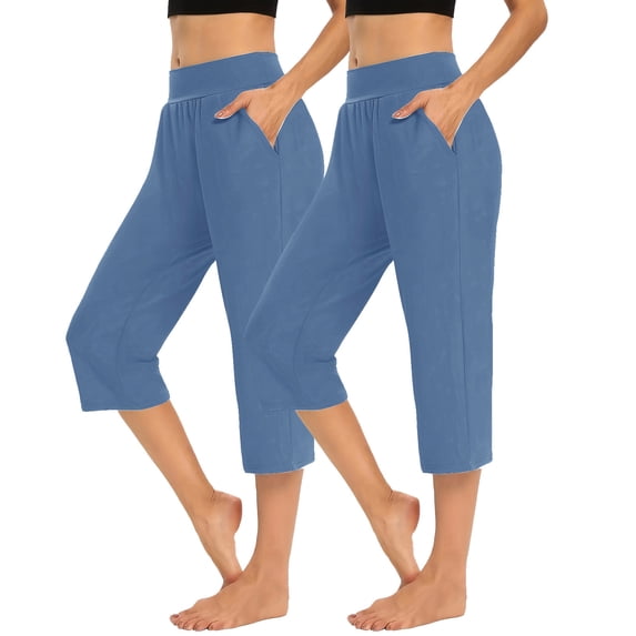 Wensltd Women's Capri Sweatpants Loose Fit Workout Yoga Lounge Pant 2PC