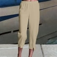 thumbnail image 1 of Simua Women's Capris Pants Cotton Linen Casual Summer Straight Leg Loose Elastic Waist Cropped Trousers, 1 of 7