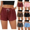 thumbnail image 1 of Simua Women's Casual Fuzzy Pajama Shorts Solid Color Fleece Lounge Drawstring Home Shorts, 1 of 8