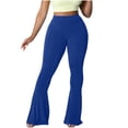 thumbnail image 1 of Simua Women's Casual High Waist Ruffle Flare Pants Wide Leg Solid Color Fashion Stretchy Bell Bottom, 1 of 7