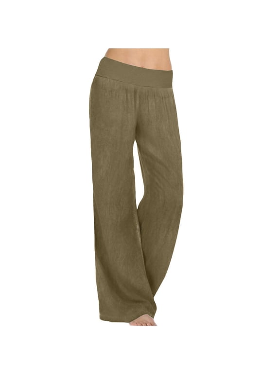 Simua Women's Casual Pull-on Pant with Elastic Waist High Waist Suit Wide Leg Palazzo Pants Dressy Trousers