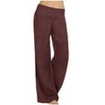 thumbnail image 1 of Simua Women's Casual Pull-on Pant with Elastic Waist High Waist Denim Wide Leg Palazzo Pants Jeans Trousers Wine,S, 1 of 6