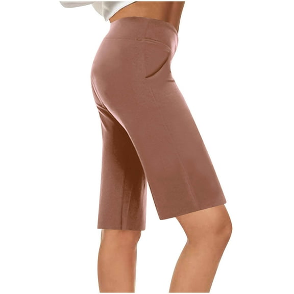 Simua Women's Casual Soft Knit Elastic Waist Pants Casual Summer Bermuda Shorts with Drawstring Pink,S