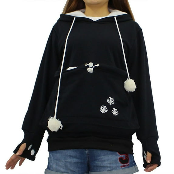 Simua Women's Fleece pet Cat Small Day Pouch Hoodie Carrier Holder Carrying Sweatshirt Kangaroo Pocket