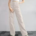 thumbnail image 1 of Simua Women's High Waist Baggy Cargo Pants Flap Pocket Y2K Streetwear Wide Leg Solid Color Trousers, 1 of 6