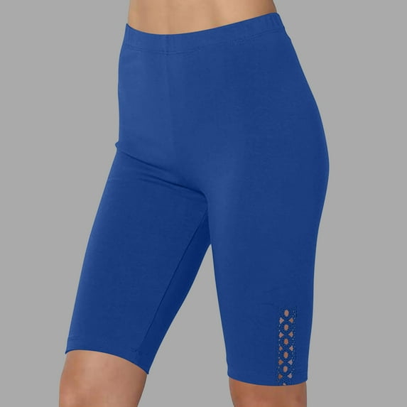 Simua Women's High Waisted Solid Color Yoga Capris | Lace Trim 5-Inch Biker Shorts for Casual & Active Wear
