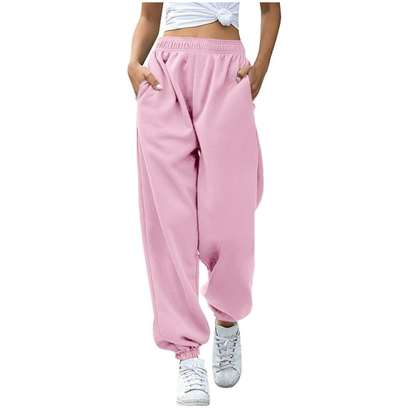 Simua Women's High Waisted Sweatpants Workout Active Joggers Pants Solid Color Baggy Lounge Bottoms