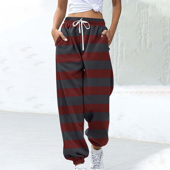 Simua Women's Joggers High Waisted Stripe Fall Sweatpants Running