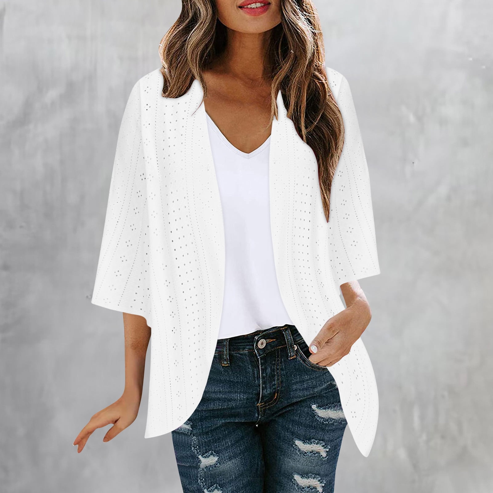 Draped Ruffles Simua Women's Lightweight Open Front Cardigans Casual Soft Draped ...