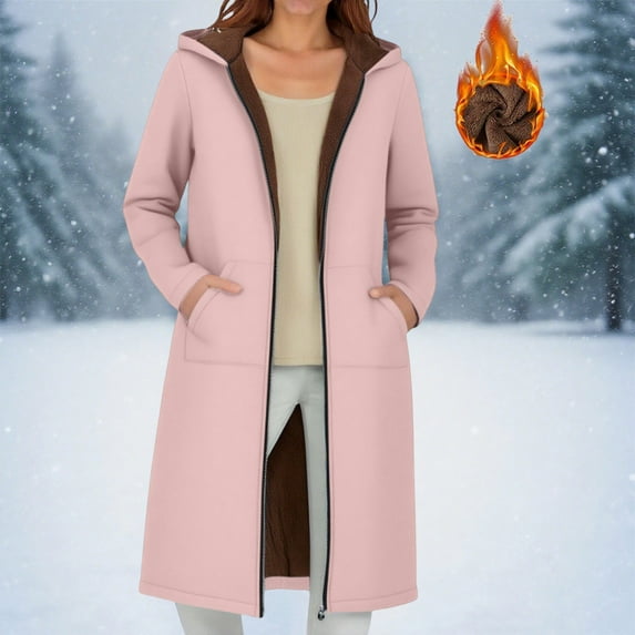 Simua Women's Long Hoodies Tunic Winter Fleece Jackets Casual Zip up Hoodies Soft Sherpa Sweatshirts Warm Long Coats