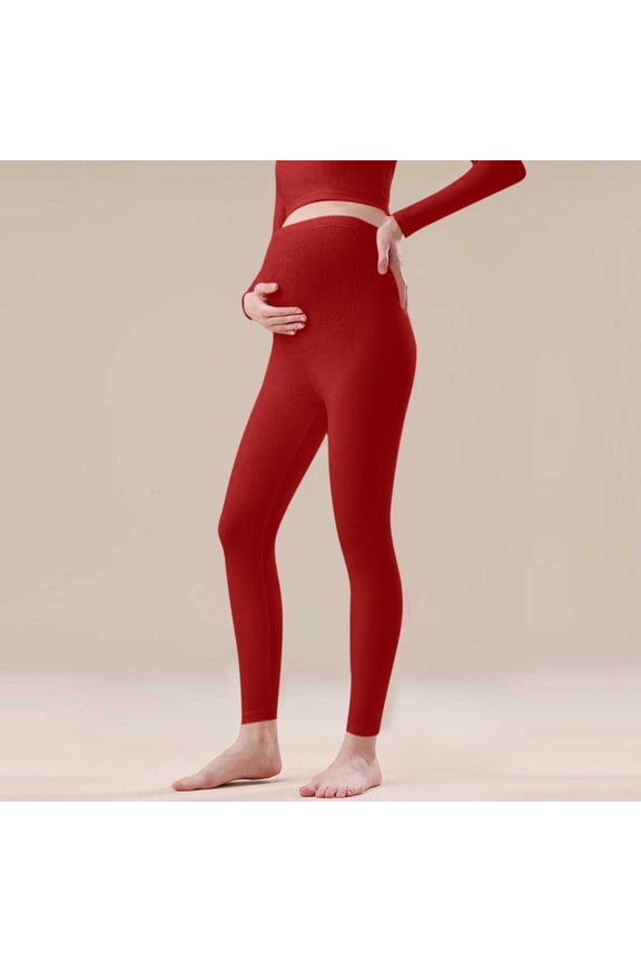 Simua Women's Maternity High Waist Adjustable Waistband Thermal Leggings | 100% Cotton Warm Underwear Pants
