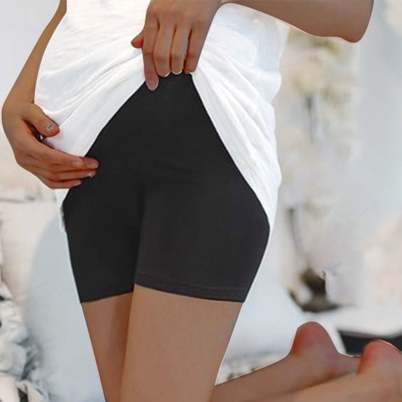 Simua Women's Maternity High Waist Anti-Chafing Shorts | Summer Lightweight Slip-Under Safety Shorts