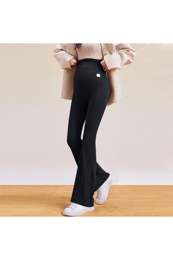 Simua Women's Maternity High Waist Over-the-Belly Flare Leggings | Stretch Shark Fabric Pregnancy Yoga & Daily Wear Pants