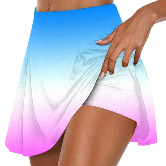 Simua Women's Ombre Gradient Pleated Skort | Two Piece Athletic Yoga Shorts for Beach & Casual Wear