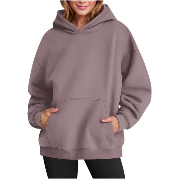 Simua Women's Oversized Hoodies Solid Color Sweatshirts Long Sleeve Hooded Loose Pullover Fall Outfits