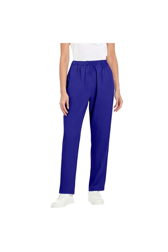 Simua Women's Plus Size Solid Color Straight Leg Scrub Pants - 95%Polyester 5%Spandex 4-Way Stretch Elastic Waist Pockets Nurse Caregiver Workwear (Sizes XXXL, XXXXL, XXXXXL)