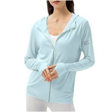 Simua Women's Running Jackets Full Zip Athletic Jackets Workout Gym Yoga Track Jackets with Pockets Sky Blue,XL