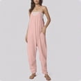 thumbnail image 1 of Simua Women's Solid Color Cross Neck Adjustable Strap Jumpsuit Loose Harem Leg With Pockets For Casual Daily Beach Vacation Summer Spring, 1 of 7