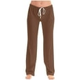 thumbnail image 1 of Simua Women's Solid Color Elastic Waist Drawstring Long Pants - Summer Casual Lounge Pants with Pockets, Comfortable Lightweight Polyester Trousers for Home Wear, S-5XL, 1 of 5